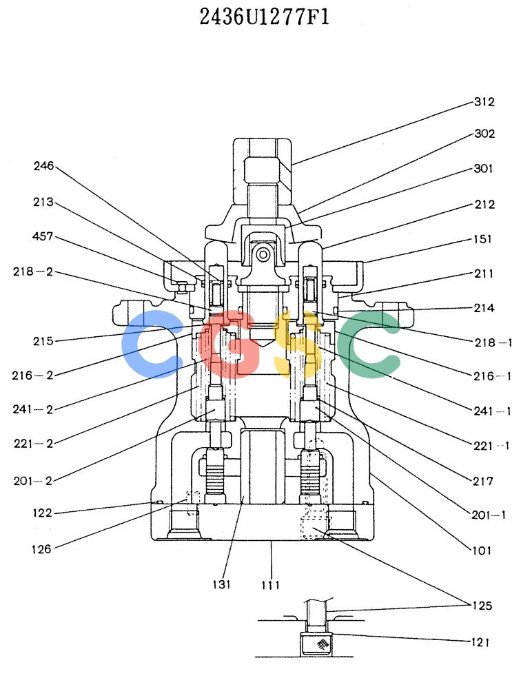 神钢零件查询(K905) - MARK II EXCAVATOR BTW LP2401-LP3407 (1/00-12/03) (11-028) - VALVE ASSY, PILOT (P/N 24361277F1) Kobelco