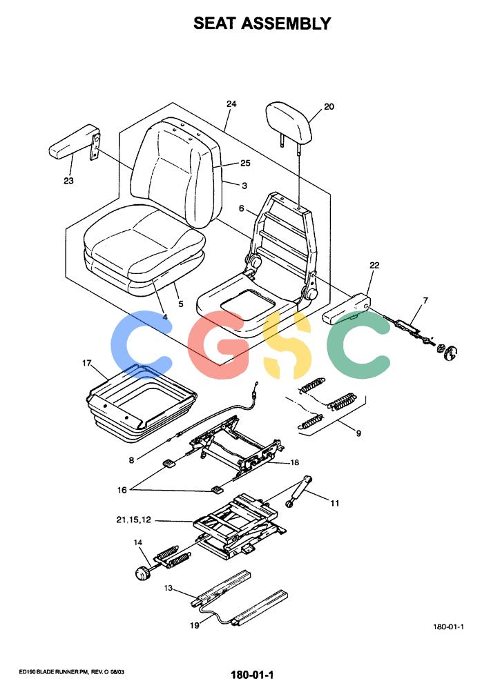 神钢零件查询(ED190LC-6E) - BLADE RUNNER EXCAVATOR/DOZER BTW YL03U0136 - YL03U0292 (1/05-12/06) (01-057) - SEAT ASSEMBLY Kobelco