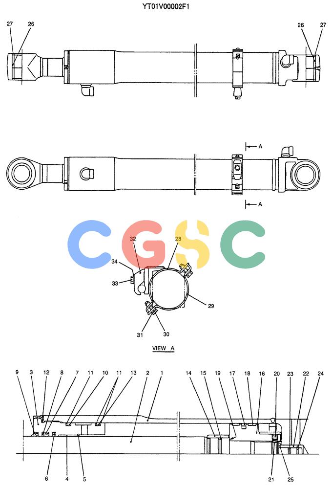 纽荷兰零件查询(E70SR) - MIDI CRAWLER EXCAVATOR ASN YT04-07175 (07-032) - CYLINDER ASSY, ARM New Holland Constructuion