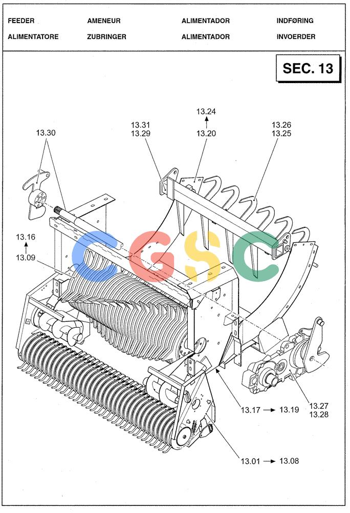 凯斯零件查询(LBX431S) - BIG RECTANGULAR BALER (6/01-12/03) (13.00[01]) - SECTION LIST 13 - FEEDER Case Agriculture