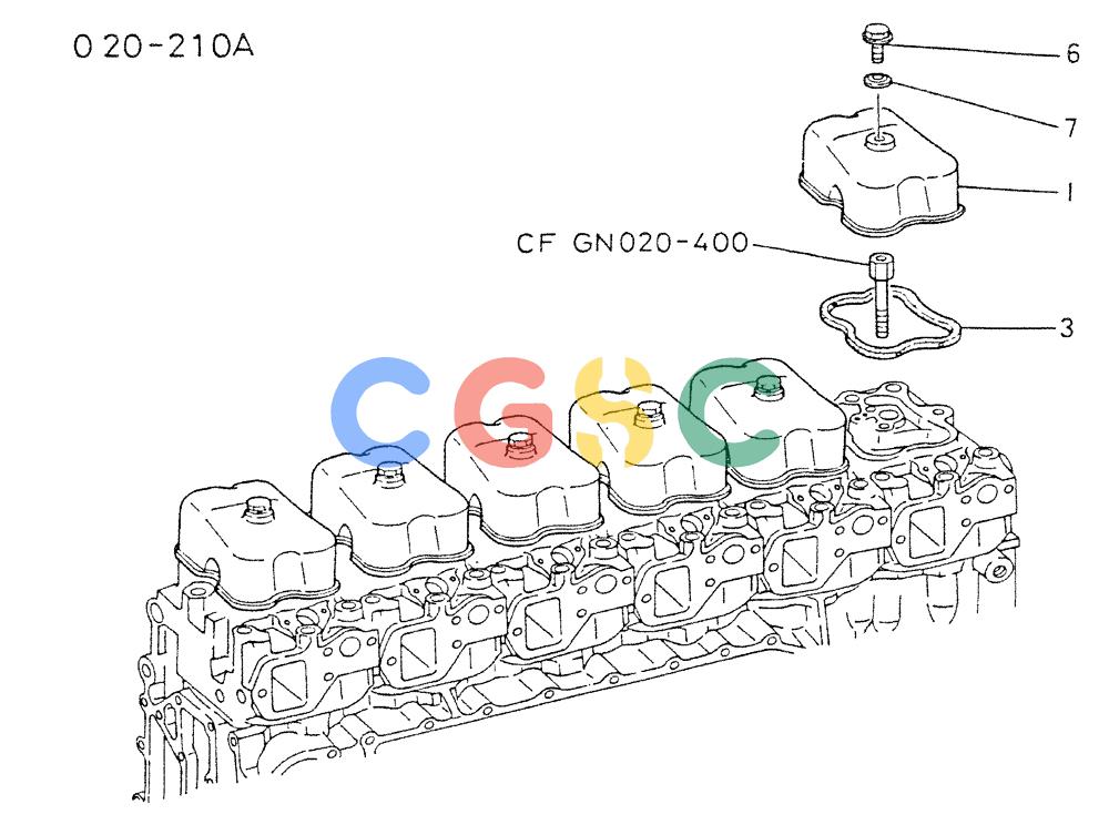 神钢零件查询(6D22CT) - MITSUBISHI DIESEL ENGINE - K909A, K910, K912 & K935 (1/76-12/06) (01-006) - ROCKER COVER Kobelco