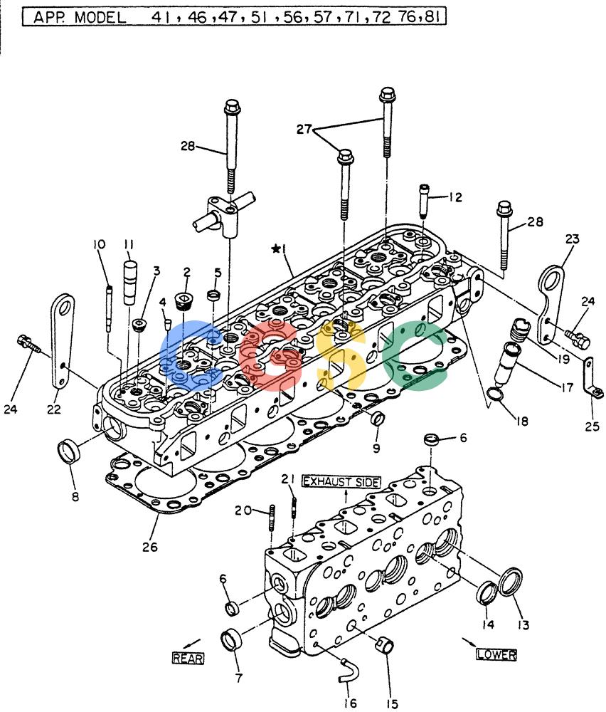 神钢零件查询(FD6T04) - NISSAN DIESEL ENGINE - LK500 (1/06-12/06) (02-001) - CYLINDER HEAD Kobelco