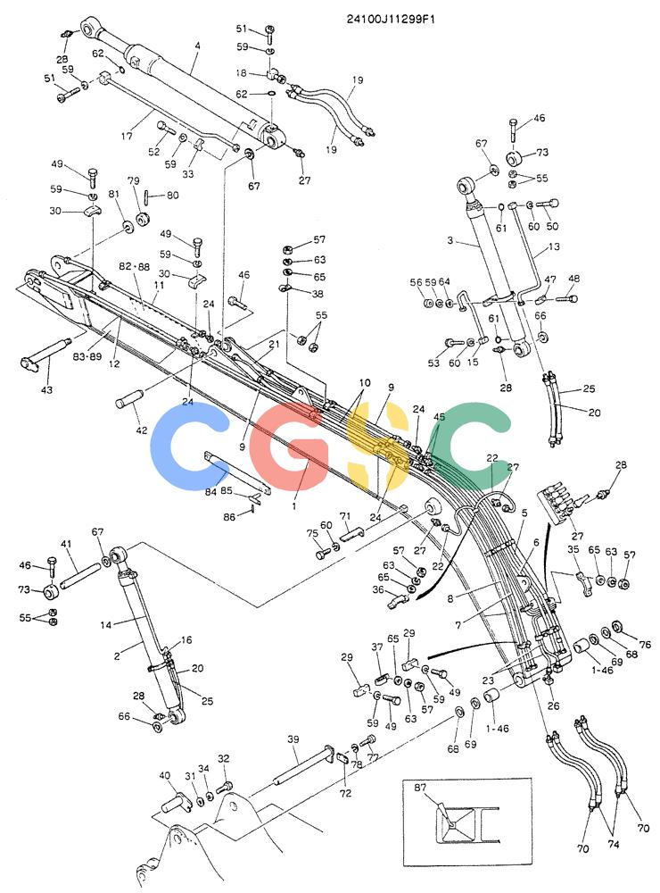 神钢零件查询(K907LC) - MARK II EXCAVATOR BTW YQU0001 - YQU0400 (1/87-12/03) (09-001) - BOOM ASSY, 8.1M (26FT-7IN) Kobelco