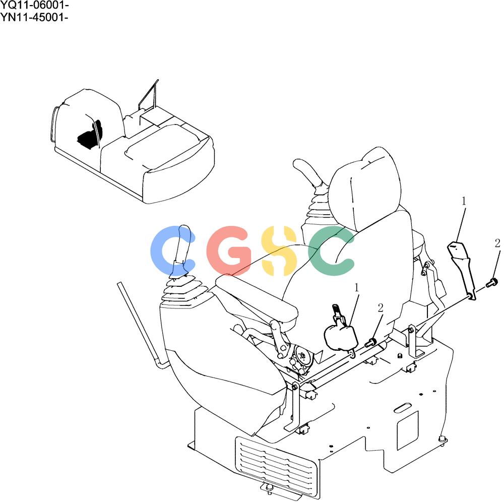 神钢零件查询(200-8) - EXCAVATOR S/N YN11-45001 - (1/06-12/09) (235-01-1) - BELT ASSY, SEAT Kobelco