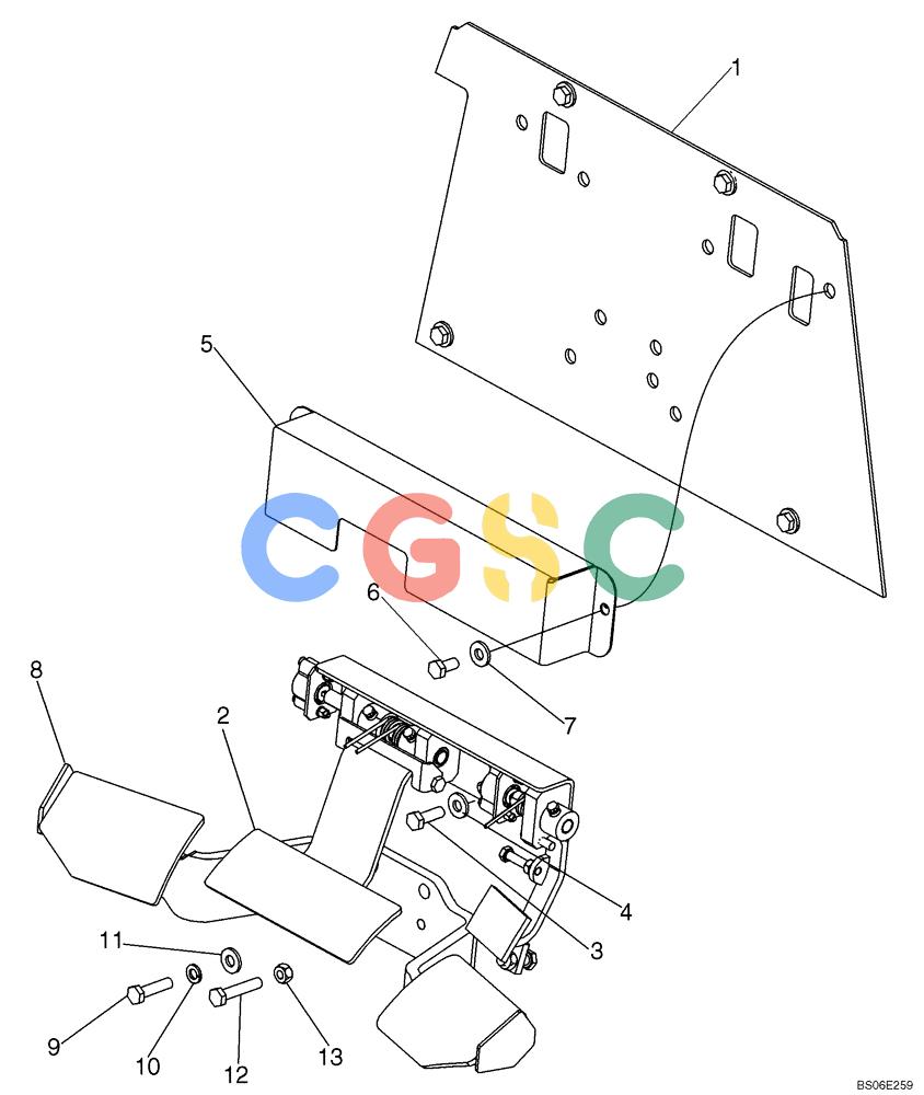 纽荷兰零件查询(D150B) - CRAWLER DOZER TIER 3 (HYDRO) (10/07-) (07-01) - BRAKE PEDAL AND FOOTREST MOUNTING New Holland Constructuion