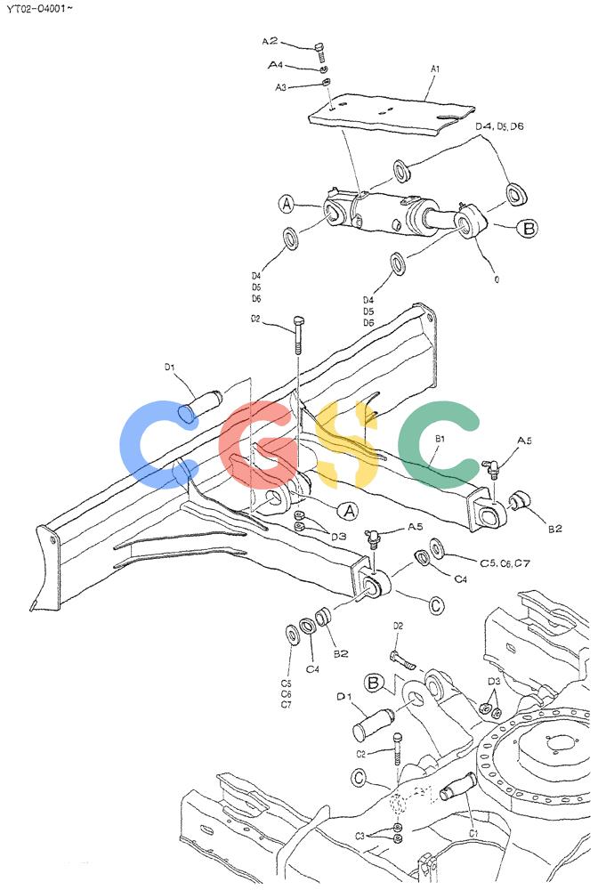 神钢零件查询(DOZER) - ATTACHMENT - SK70SR-1E EXCAVATORS ASN YT02-04001 (1/04-12/04) (02-008) - DOZER ASSY Kobelco