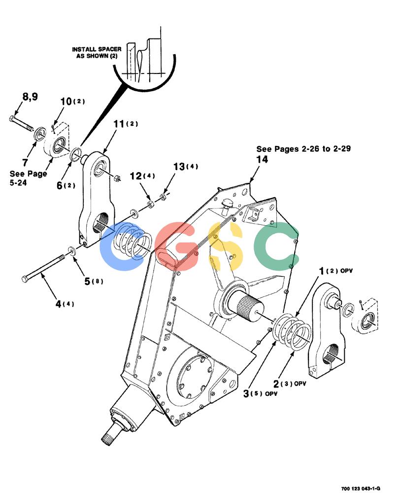 凯斯零件查询(8575) - CASE IH MID-SIZE RECTANGULAR BALER (NORTH AMERICA) (1/95-12/00) (02-024) - GEARBOX AND CRANK ARM ASSEMBLY Case Agriculture