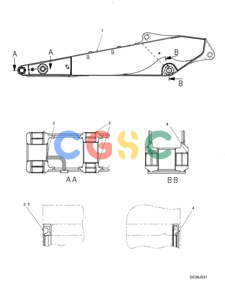 纽荷兰零件查询(E215B) - CRAWLER EXCAVATOR - TIER 3 (NA) - ASN N7DA21001 (1/07-) (5.022[00]) - ARM (ROTATION + NIBBLER & BREAKER) (YN12B00827F1) New Holland Constructuion