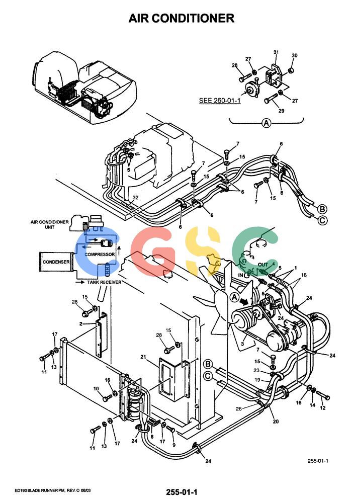 神钢零件查询(ED190LC-6E) - BLADE RUNNER EXCAVATOR/DOZER BTW YL03U0136 - YL03U0292 (1/05-12/06) (01-067) - AIR CONDITIONER Kobelco