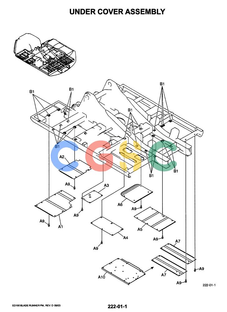 神钢零件查询(ED190LC-6E) - BLADE RUNNER EXCAVATOR/DOZER BTW YL03U0136 - YL03U0292 (1/05-12/06) (01-063) - UNDER COVER ASSEMBLY Kobelco