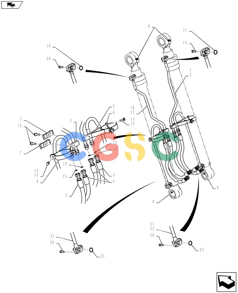 纽荷兰零件查询(E135BSRLC) - CRAWLER EXCAVATOR ASN YH06-08001 (03-012[00]) - HYDRAULIC LINES, CYLINDER (BOOM) New Holland Constructuion