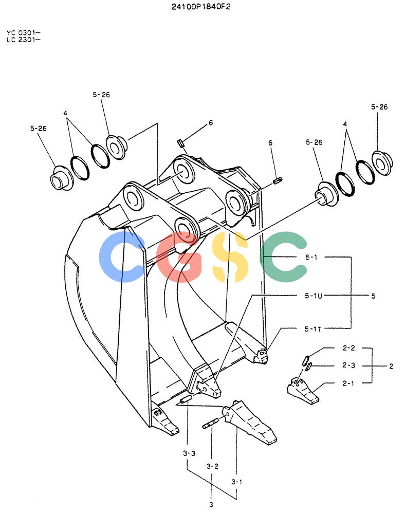 神钢零件查询(K912LC) - MARK II EXCAVATOR ASN YC0301-0737 (1/88-12/03) (09-005) - BUCKET ASSY, RIPPER, 0.7M CUBIC Kobelco