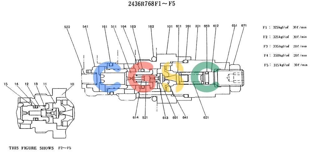 神钢零件查询(K907LC) - MARK II EXCAVATOR ASN YQ0565 (GLOBAL) (1/87-12/03) (11-009) - VALVE ASSY, PORT RELIEF Kobelco