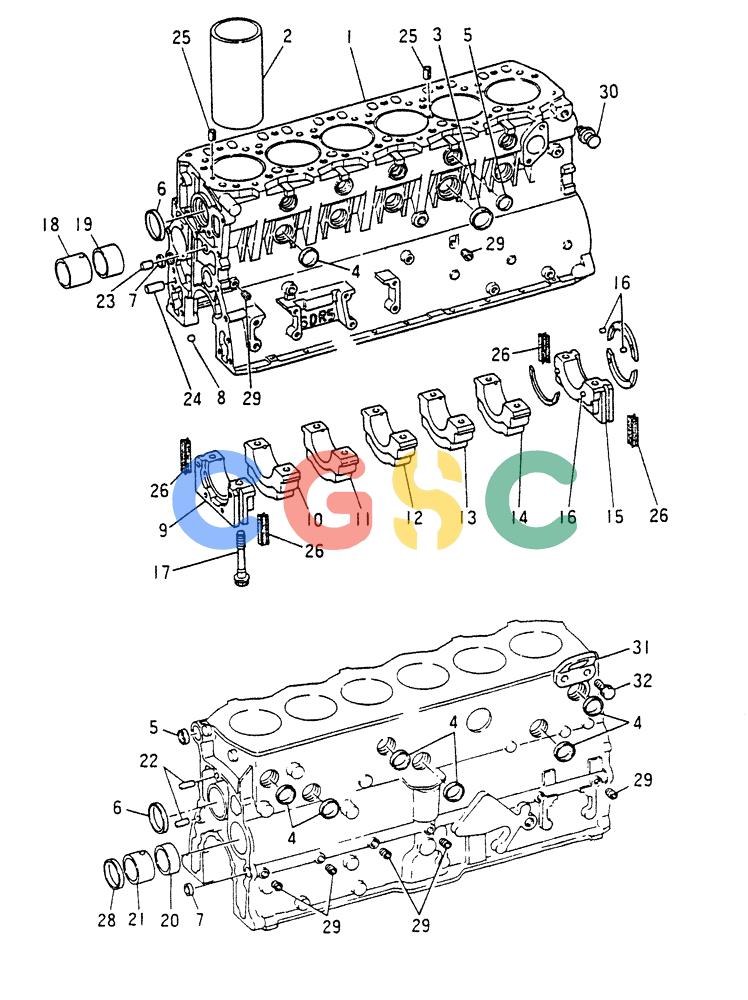 神钢零件查询(6DR5) - MITSUBISHI DIESEL ENGINE (1/06-12/06) (08-001) - CYLINDER BLOCK REPAIR KIT Kobelco