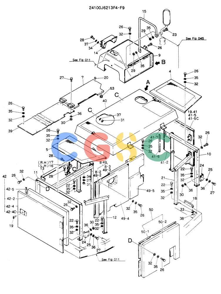 神钢零件查询(K904EL) - EXCAVATOR ASN LX1401 (1/86-12/03) (02-012[01]) - GUARD ASSY, P/N 24100J6213F4, F9 Kobelco