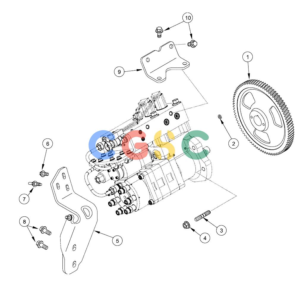 凯斯零件查询(FLX3300B) - FLOATER - 2002 (9/02-10/03) (02-054) - FUEL INJECTION PUMP - GEAR AND MOUNTING BRACKETS Case Agriculture