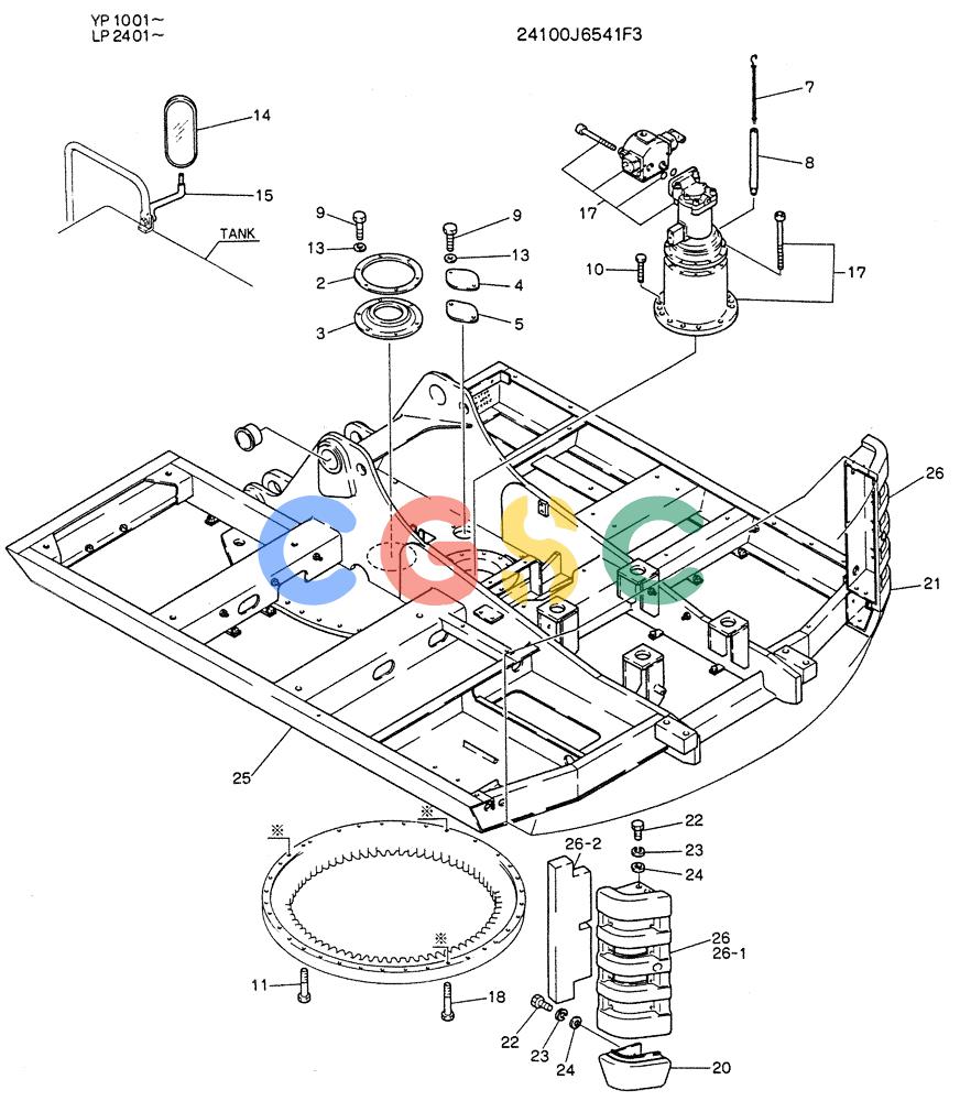 神钢零件查询(K905LC) - MARK II EXCAVATOR BTW YP1001 - YP1281 (1/87-12/03) (01-001) - FRAME ASSY, UPP Kobelco