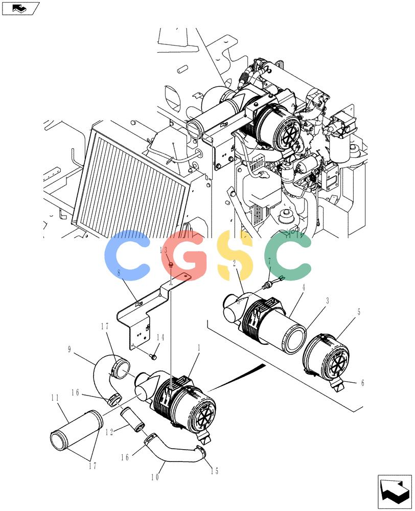 纽荷兰零件查询(E80BMSR) - COMPACT CRAWLER EXCAVATOR ASN LF06-04501 (NBTA18037) (01-010[00]) - AIR CLEANER ASSEMBLY New Holland Constructuion