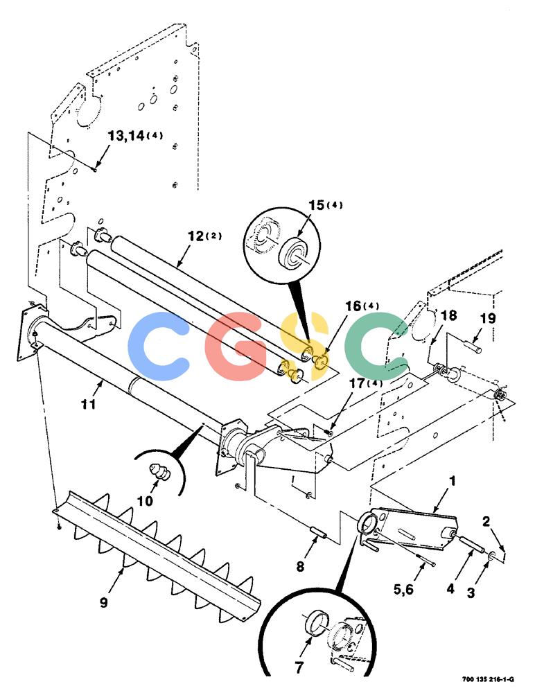 凯斯零件查询(RS551) - CASE IH ROUND BALER (1/99-12/00) (6-12) - BELT TENSIONING ROLLER ASSEMBLY Case Agriculture
