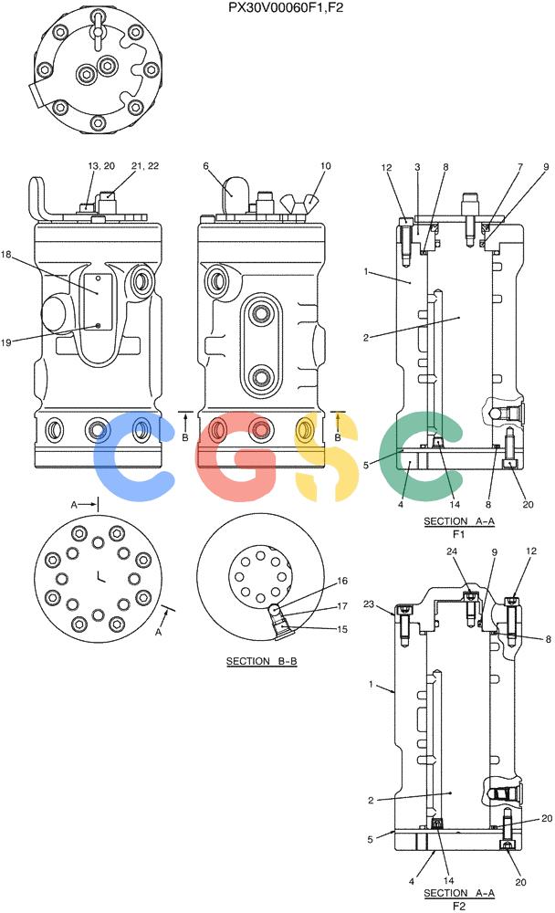 纽荷兰零件查询(E35SR) - COMPACT CRAWLER EXCAVATOR ASN PX13-15001 (N6TN61732) (NA) (1/06-) (07-044) - VALVE ASSY, SELECTOR New Holland Constructuion