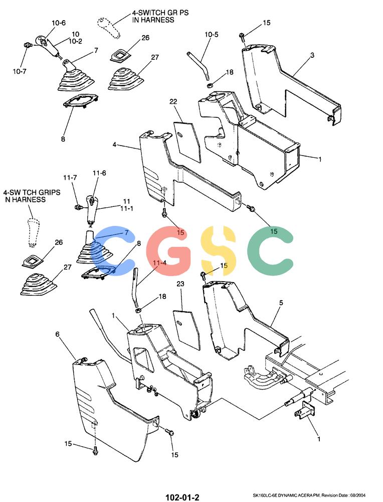 神钢零件查询(SK160LC-6E) - DYNAMIC ACERA EXCAVATOR 08/2004 ASN YM03U0523 (8/04-12/07) (01-024[02]) - CONTROLS, OPERATORS Kobelco