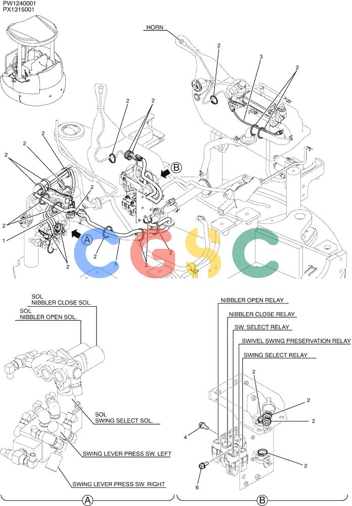 纽荷兰零件查询(E35SR) - COMPACT CRAWLER EXCAVATOR ASN PX13-15001 (N6TN61732) (NA) (1/06-) (01-064) - HARNESS ASSY New Holland Constructuion