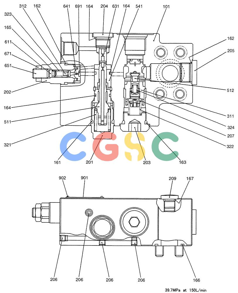 纽荷兰零件查询(E200SRLC) - CRAWLER EXCAVATOR BTW LA04-01506 - LA04-01625 (07-015) - VALVE ASSY, HOLDING New Holland Constructuion