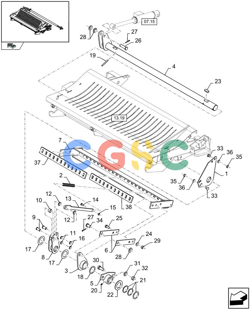凯斯零件查询(LB433R) - BIG RECTANGULAR BALER 'ROTOR CUTTER' (9/08-12/12) (13.37[01]) - KNIFE DRAWER SHORT CUT, RODS Case Agriculture
