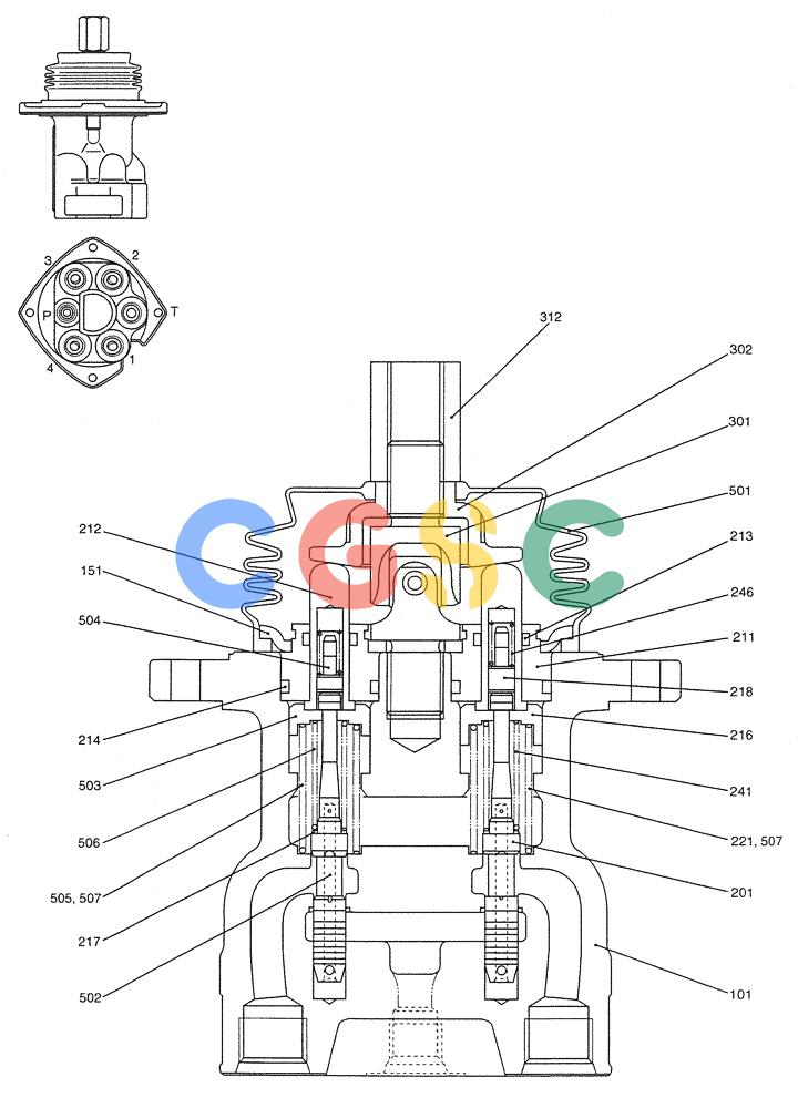 纽荷兰零件查询(E200SRLC) - CRAWLER EXCAVATOR BTW LA04-01506 - LA04-01625 (07-050) - VALVE ASSY, PILOT New Holland Constructuion