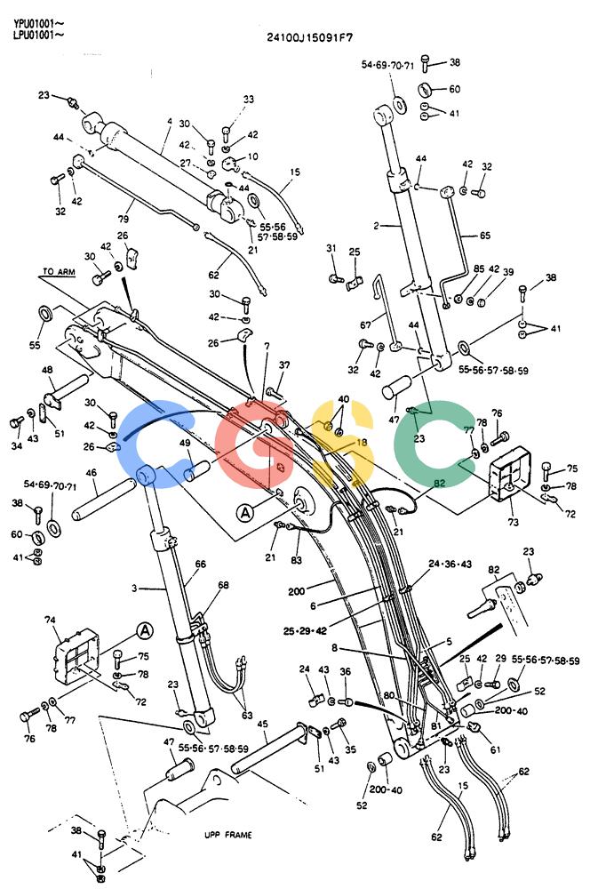 神钢零件查询(SK130LC) - EXCAVATOR BTW YPU1001 - YPU2000 (1/98-12/98) (08-004[01]) - BOOM ASSY 4.6M (EXTRA & BREAKER) Kobelco