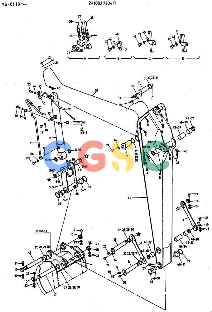神钢零件查询(MD400LC) - EXCAVATOR BTW YS0101 - YS0200 (1/80-12/06) (07-005) - ARM ASSY, SEMI-LONG Kobelco