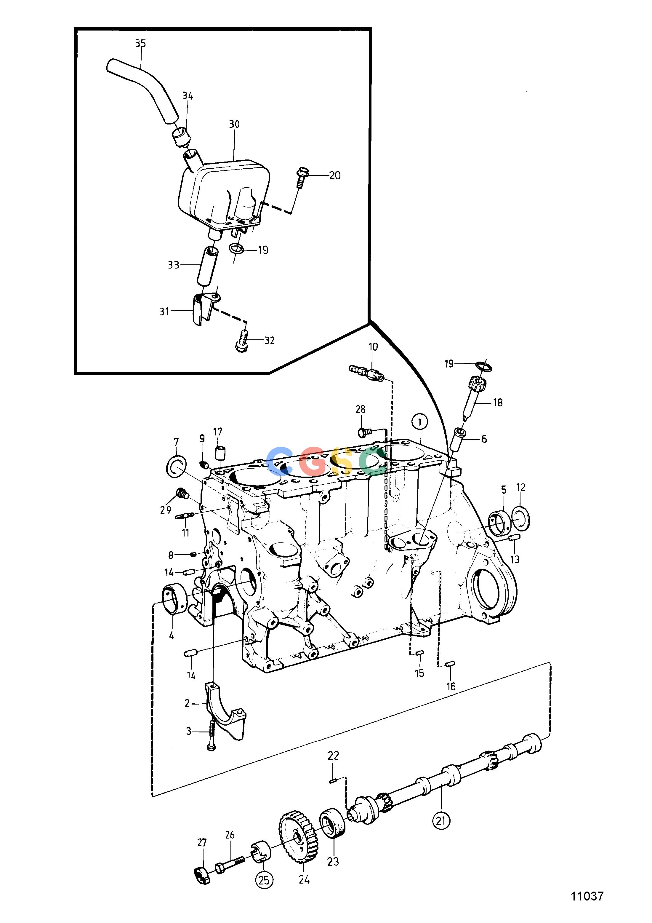 沃尔沃零件查询230A; 230B; 250A; 250BEngineCylinder Block: BEPC Volvo Penta Parts catalog