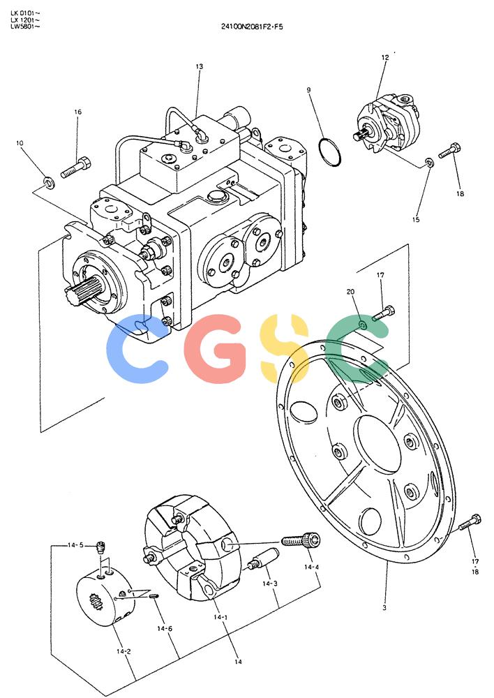 神钢零件查询(K904DL) - EXCAVATOR ASN LX1201 (1/84-12/03) (08-005) - PUMP ASSY, CONNECT Kobelco