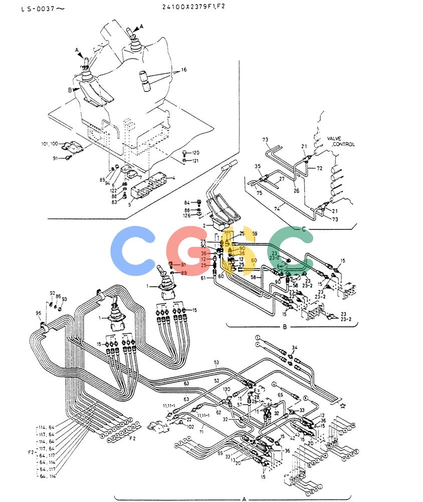 神钢零件查询(K916LC) - EXCAVATOR ASN YS0119 (1/87-12/03) (03-014[01]) - REMOTE CONTROL ASSY(NEW WRIST CONTROL TYPE)(P/N 24100X2379F1,F2) Kobelco
