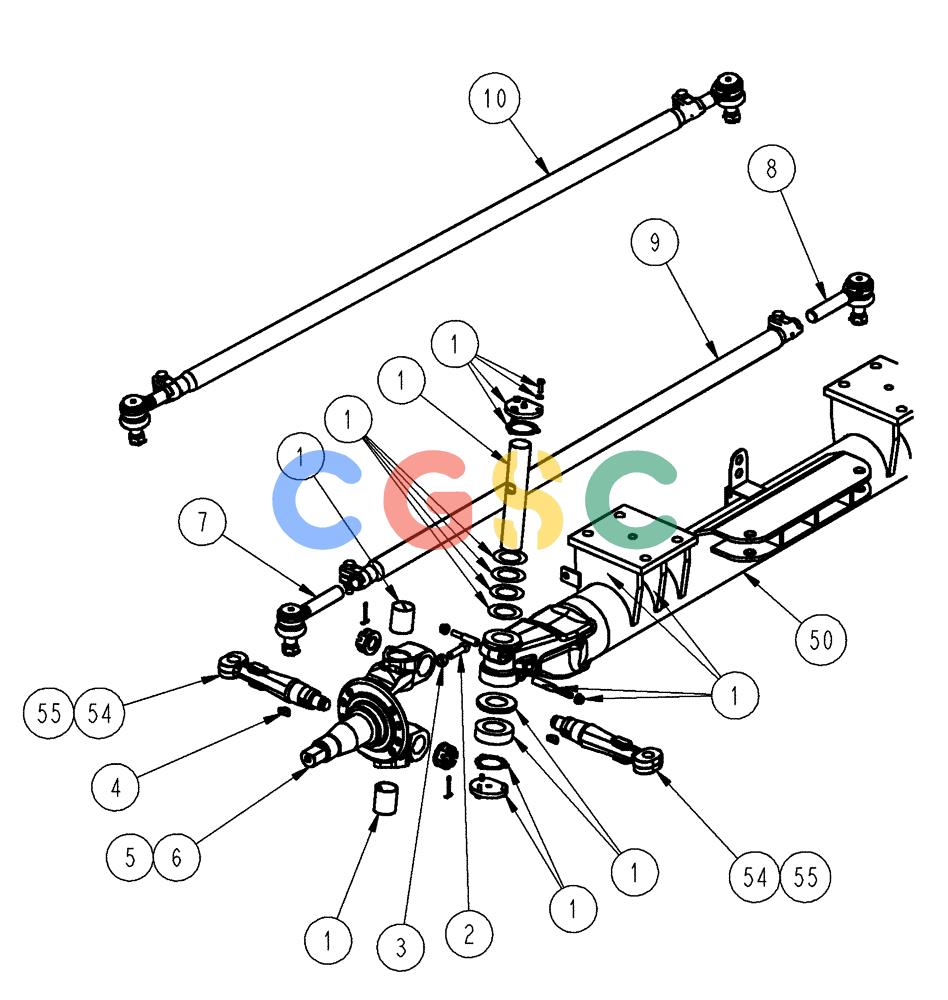 凯斯零件查询(FLX4010) - FLOATER (8/04-8/06) (04-003[01]) - AXLE FRONT STEER, KNUCKLE PIN AND TIE ROD ASSY Case Agriculture