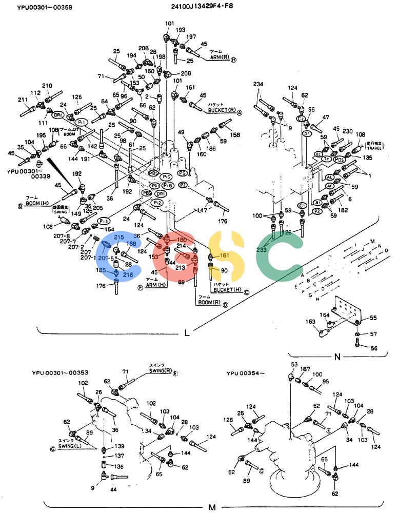 神钢零件查询(MD140C) - EXCAVATOR BTW YPU0301 - YPU0500 (1/80-12/06) (03-002[03]) - REMOTE-CONTROL ASSY P/N 24100J13429F4 Kobelco