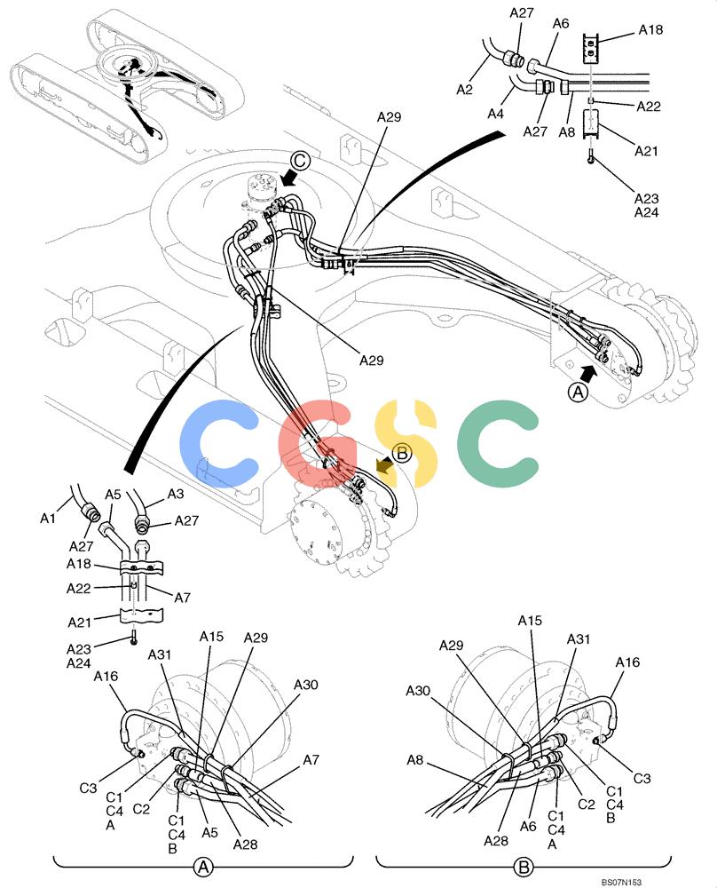 纽荷兰零件查询(E135B) - CRAWLER EXCAVATOR TIER 3 - ASN YH05-07001 (N8TA13006) (1/08-) (03-09[01]) - HYDRAULIC LINES, LOWER (YY02H00054F1 & YY19H00030F1 & YY12H00004F1), PAGE 1 OF 2 New Holland Constructuion