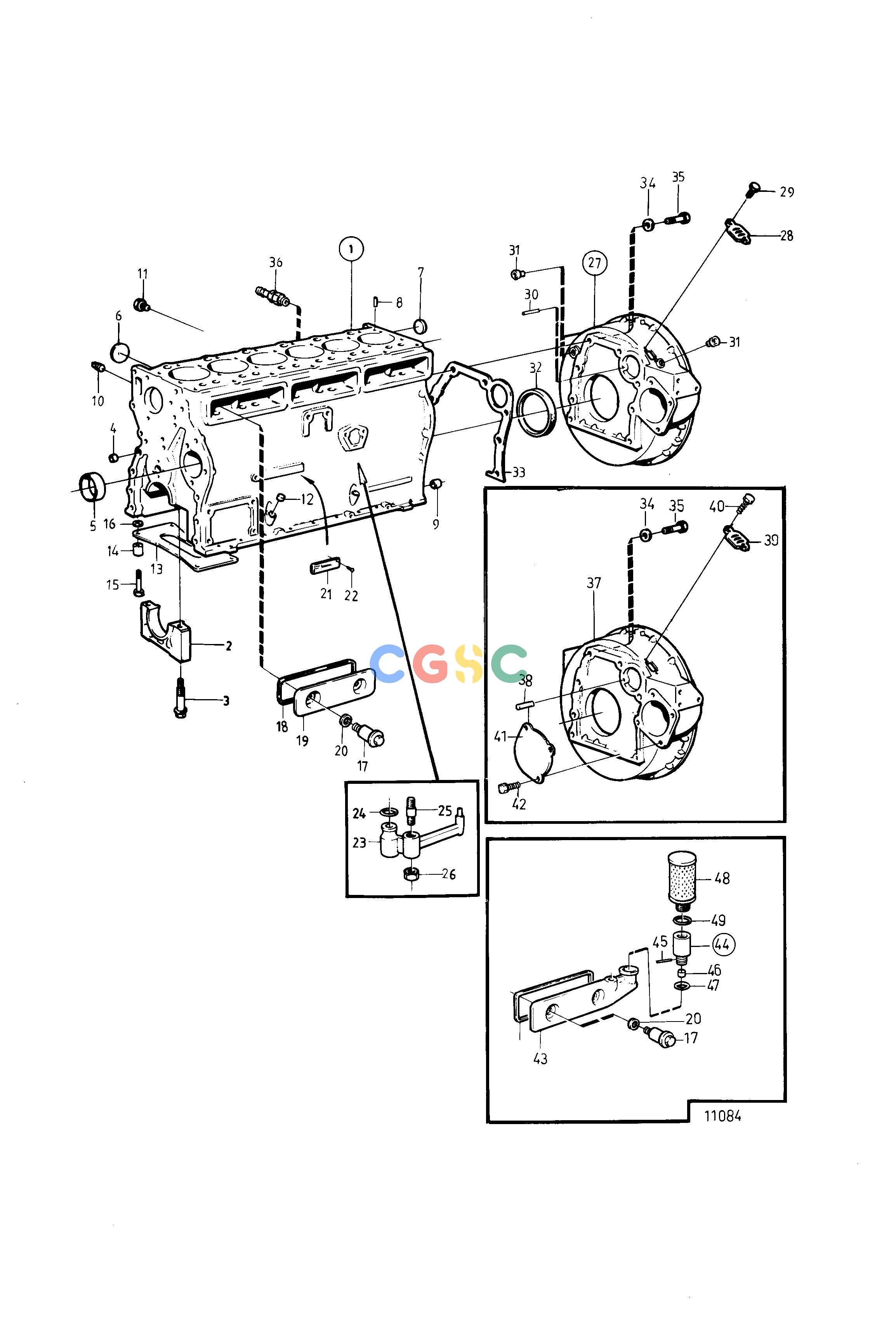 沃尔沃零件查询TMD41B; D41B; TAMD41B; AD41B; AD41BJEngineCylinder Block and Flywheel Casing: DEPC Volvo Penta Parts catalog