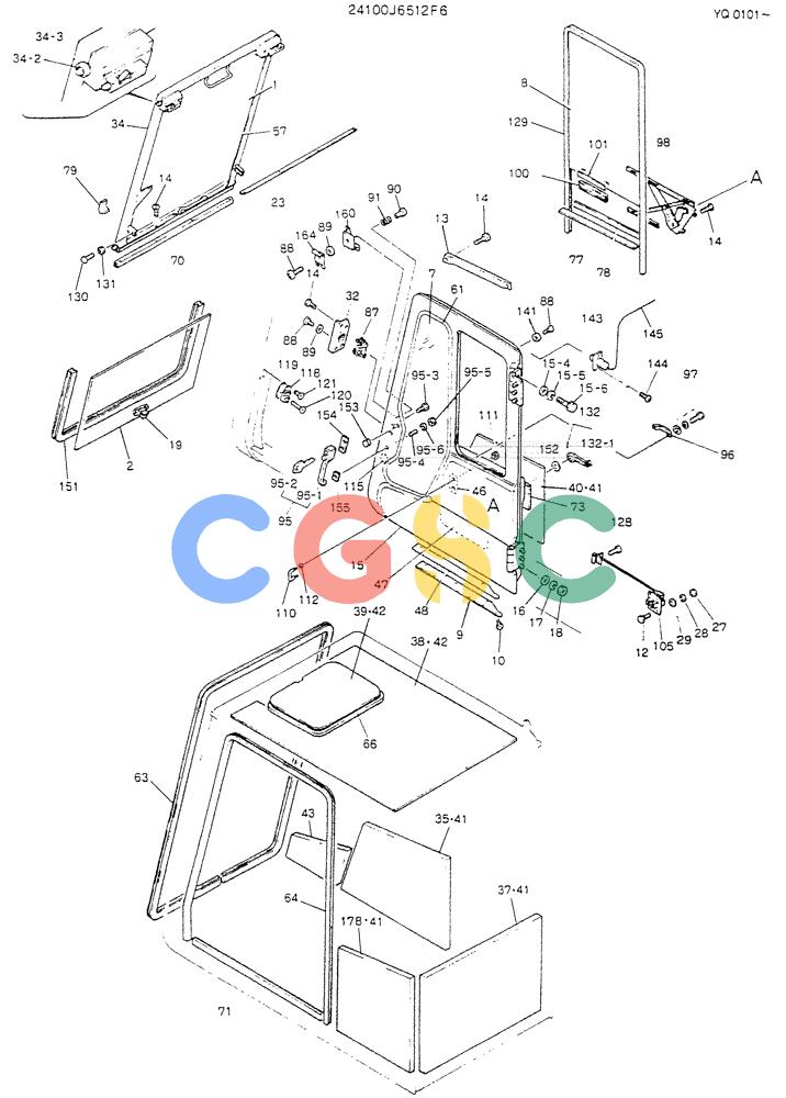 神钢零件查询(K907LC) - MARK II EXCAVATOR BTW YQ0101 - YQ0564 (1/87-12/03) (02-002[02]) - CAB ASSY Kobelco