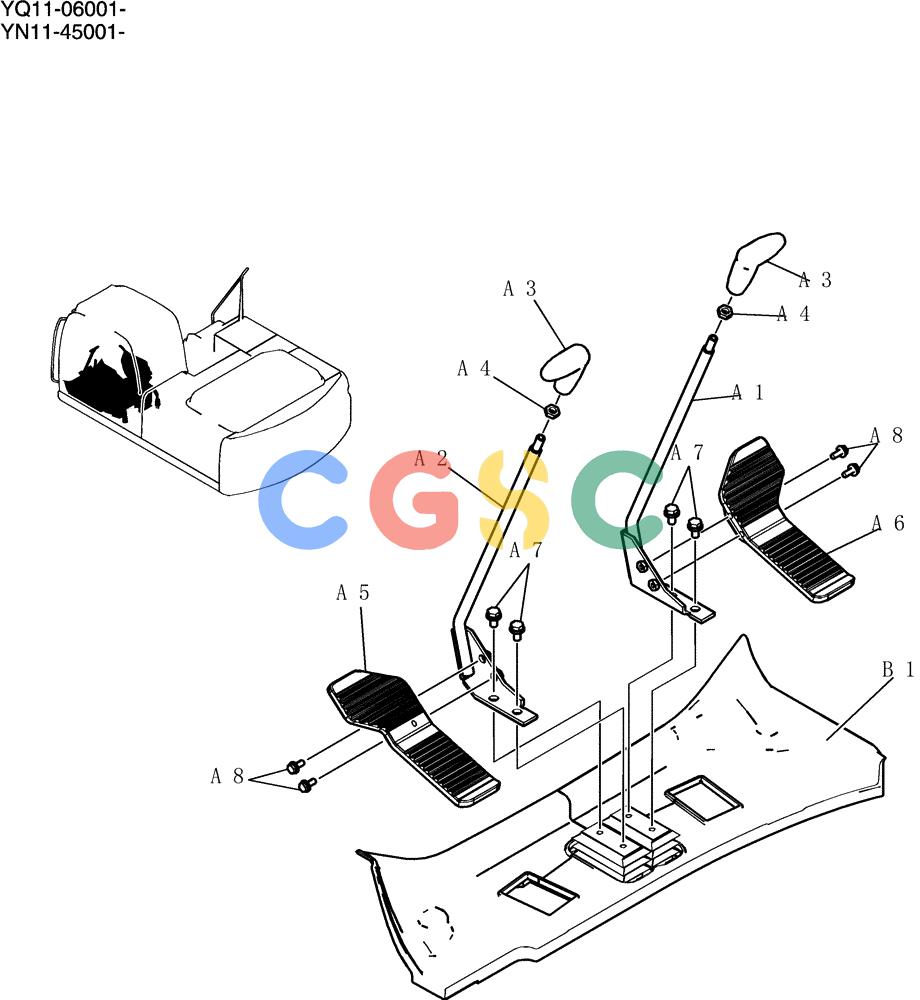 神钢零件查询(200-8) - EXCAVATOR S/N YN11-45001 - (1/06-12/09) (138-01-1) - LEVER ASSY, PROPEL Kobelco