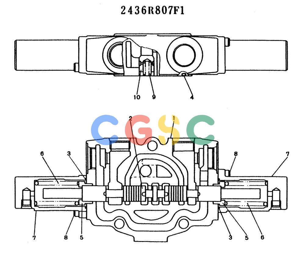 神钢零件查询(K904) - MARK II EXCAVATOR ASN YW1119 (1/88-12/03) (11-015) - SPOOL ASSY, P/N 2436R807F1 Kobelco