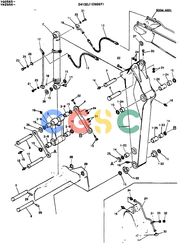 神钢零件查询(MD200BLC) - EXCAVATOR ASN YQ0565 (1/80-12/06) (09-001) - ARM ASSY, 2.2M Kobelco