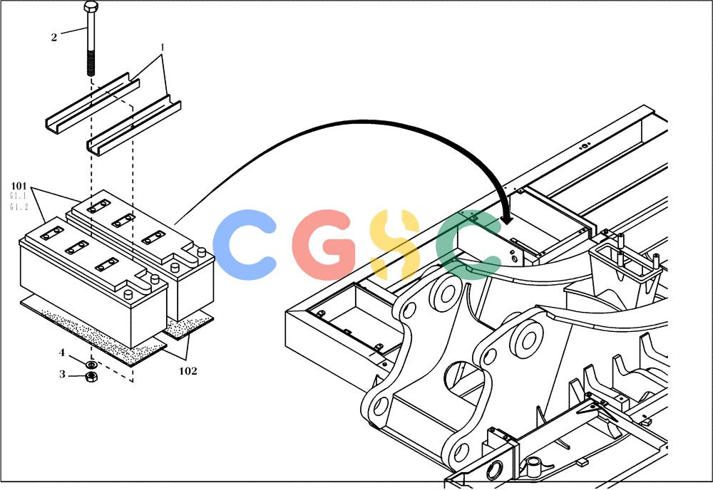 纽荷兰零件查询(EC450) - CRAWLER EXCAVATOR (SN: 750001-UP) (11/99-) (31.300[001]) - BATTERY INSTALL.MATERIAL (S/N 750001-UP) New Holland Constructuion