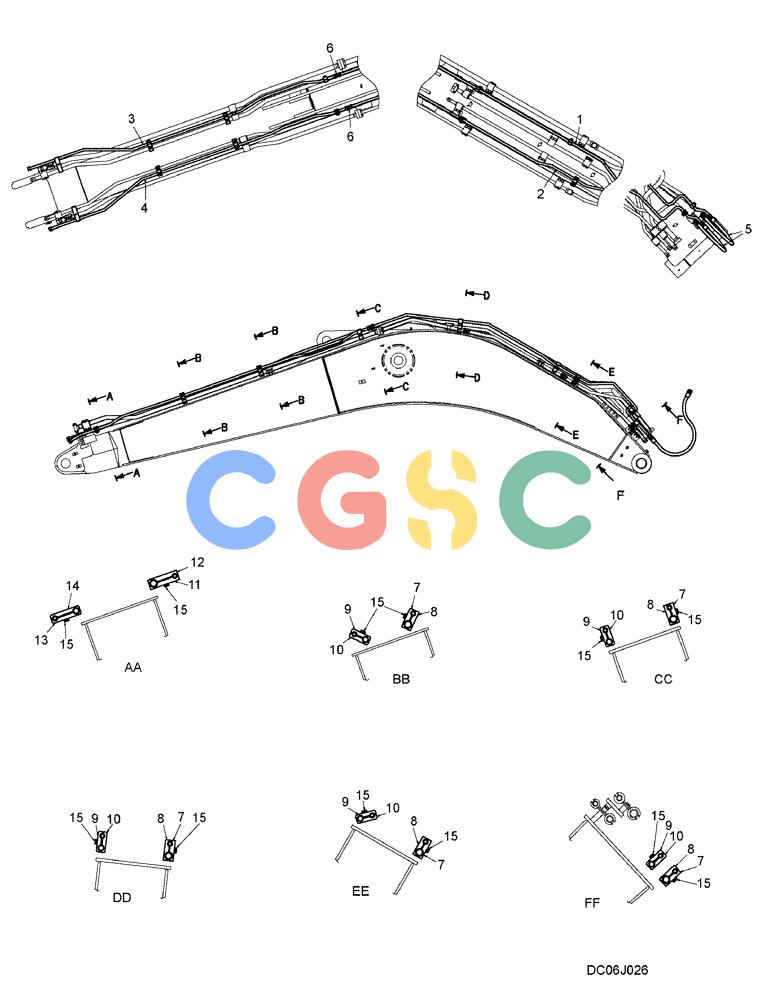 纽荷兰零件查询(E215B) - CRAWLER EXCAVATOR - TIER 3 (NA) - ASN N7DA21001 (1/07-) (5.018[00]) - HYDRAULIC LINES, BOOM (ROTATION) (YN42H00313F1) New Holland Constructuion