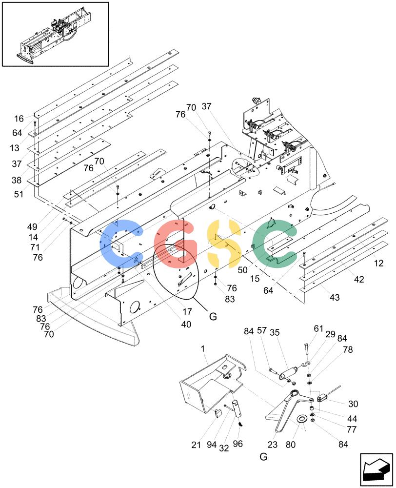 凯斯零件查询(SB521) - SMALL SQUARE BALER (8/08-12/15) (62.150.01) - PLUNGER RAILS & SAFETY LATCH Case Agriculture