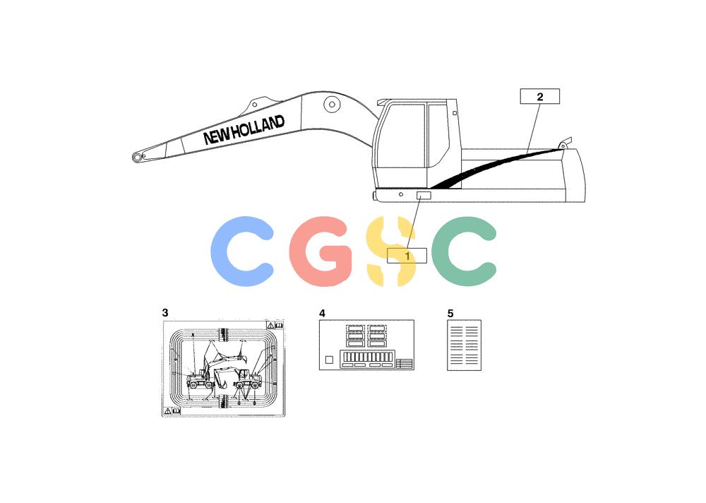 纽荷兰零件查询(EC160) - CRAWLER EXCAVATOR (4/99-) (91.010[002]) - DECAL KIT (S/N 716001-UP) New Holland Constructuion