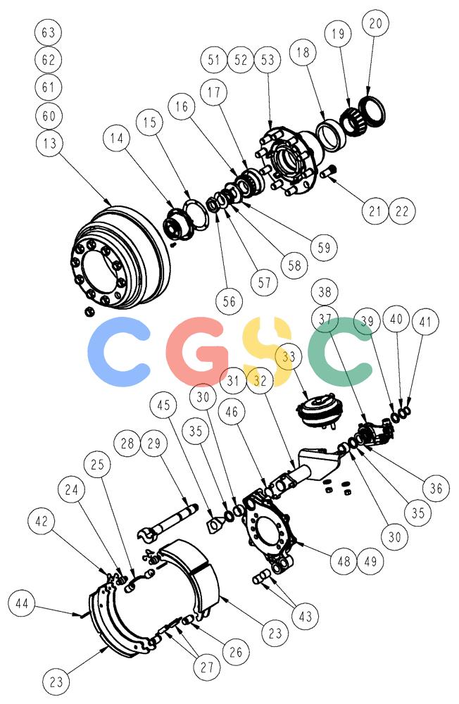 凯斯零件查询(FLX4010) - FLOATER (8/04-8/06) (04-003[02]) - AXLE FRONT STEER, HUB BEARING AND BRAKE ASSY Case Agriculture