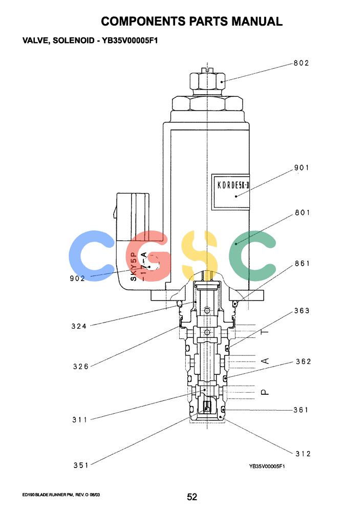 神钢零件查询(ED190LC-6E) - BLADE RUNNER EXCAVATOR/DOZER BTW YL03U0136 - YL03U0292 (1/05-12/06) (07-009) - VALVE, SOLENOID Kobelco