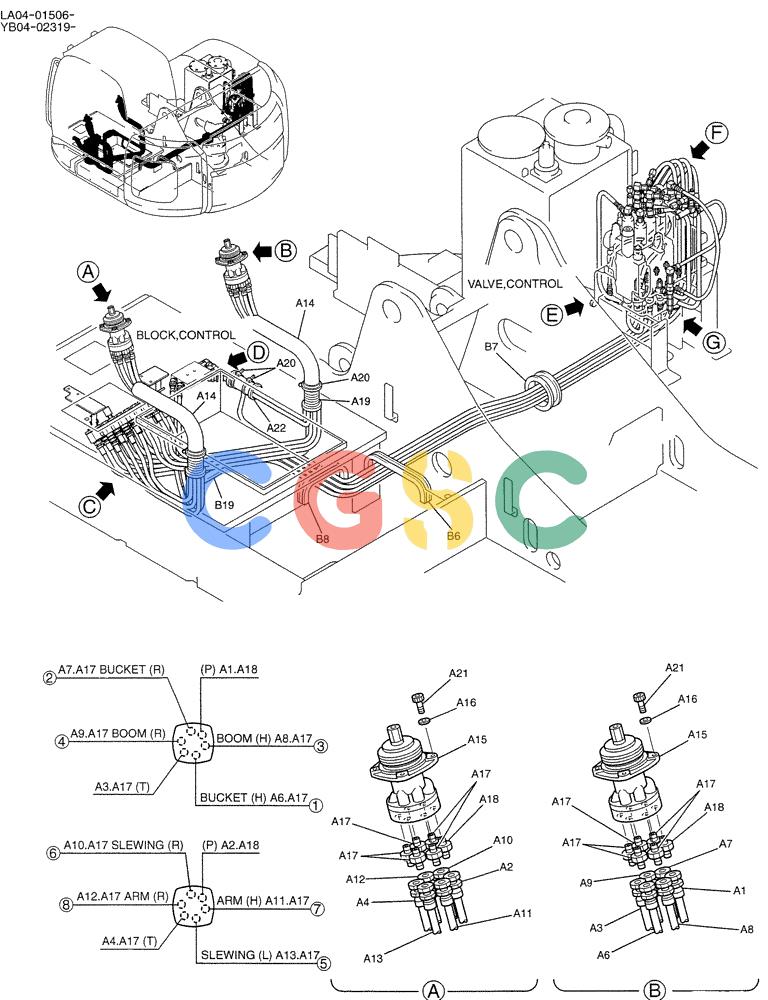 纽荷兰零件查询(E200SRLC) - CRAWLER EXCAVATOR BTW LA04-01506 - LA04-01625 (01-030[01]) - CONTROL LINES, REMOTE (BOOM SAFETY, BOOM & ARM SAFETY) New Holland Constructuion
