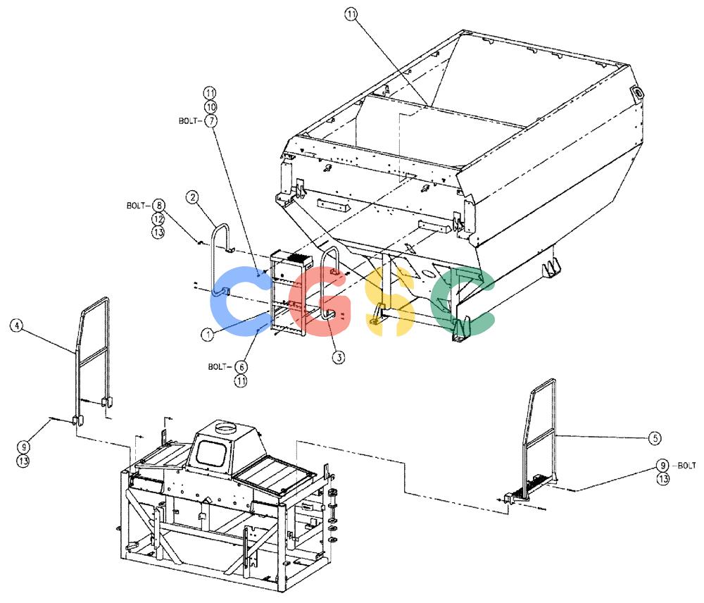 凯斯零件查询(810) - FLEX-AIR APPLICATOR - 2009 (9/09-12/11) (02-054) - LADDER GROUP, SINGLE BIN Case Agriculture